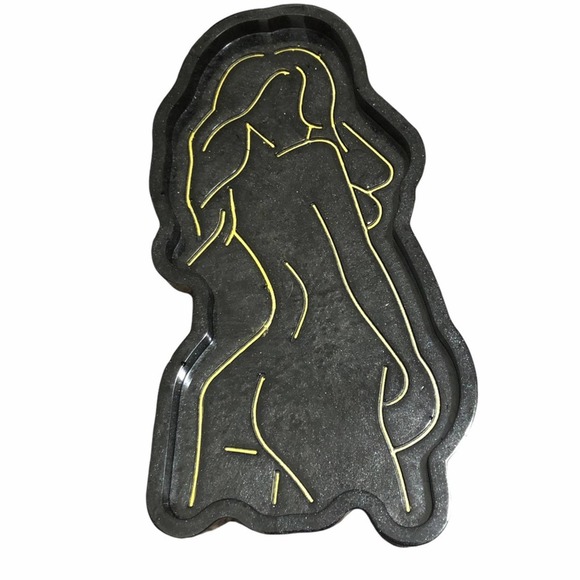 Black & Gold goddess jewelry tray. Handmade - Picture 4 of 7